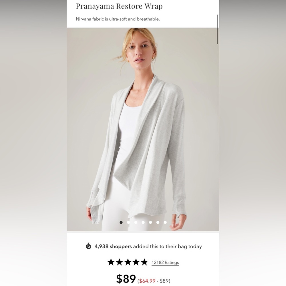 Athleta Pranayama Restore Wrap in light heather gray